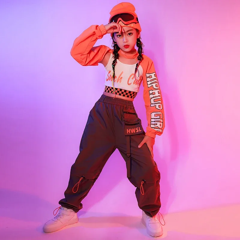 New Jazz Costume Hip Hop Girls Clothing Orange Tops long Sleeve Gray Hip Hop Pants For Kids Performance Modern Dancing Clothes
New Jazz Costume Hip Hop Girls Clothing Orange Tops long Sleeve Gray Hip Hop Pants For Kids Performance Modern Dancing Clothes