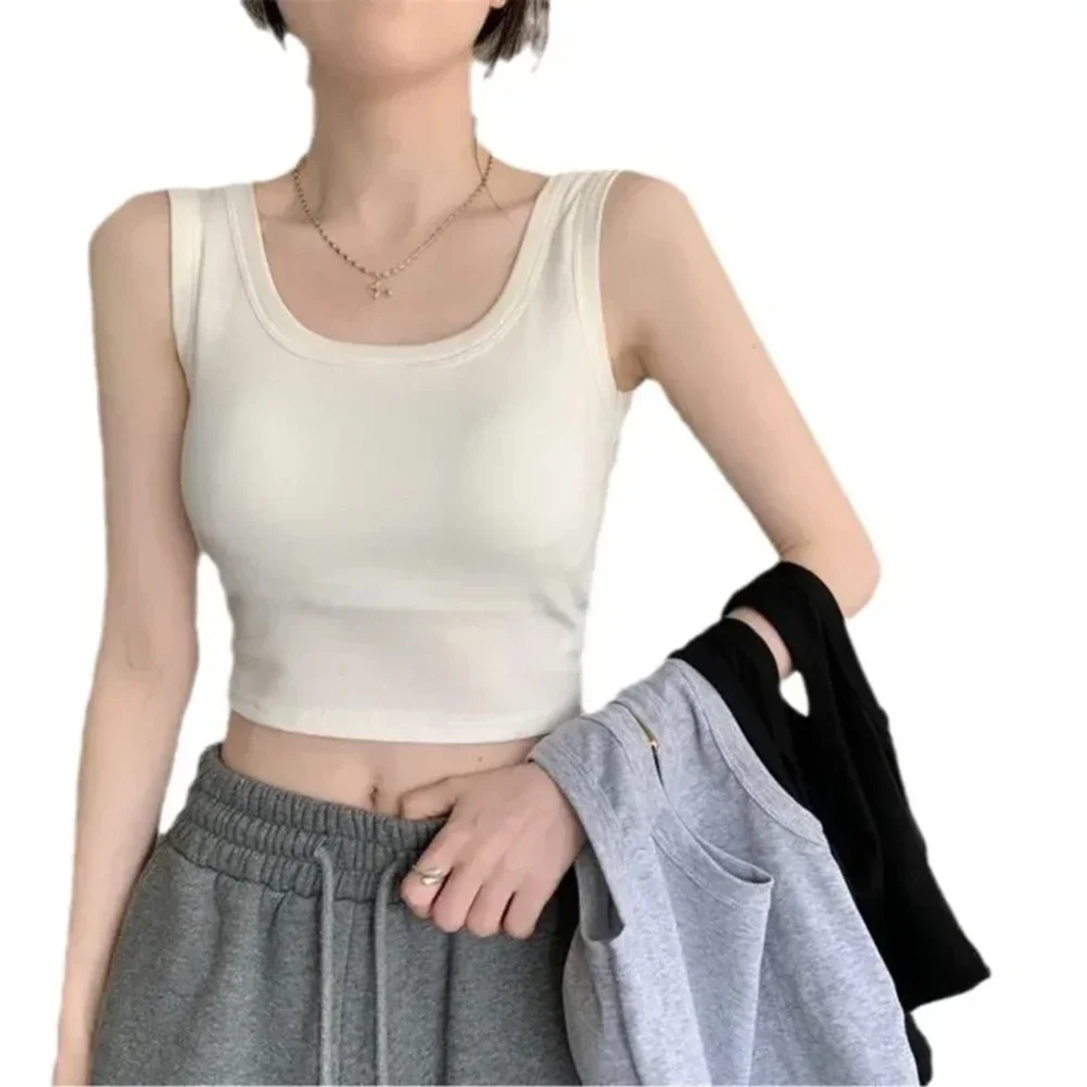 Short Vest Harajuku Style Applicable For Female Club Attire Moderate Elasticity Regular Length Round Neck Club Activities 
Short Vest Harajuku Style Applicable For Female Club Attire Moderate Elasticity Regular Length Round Neck Club Activities