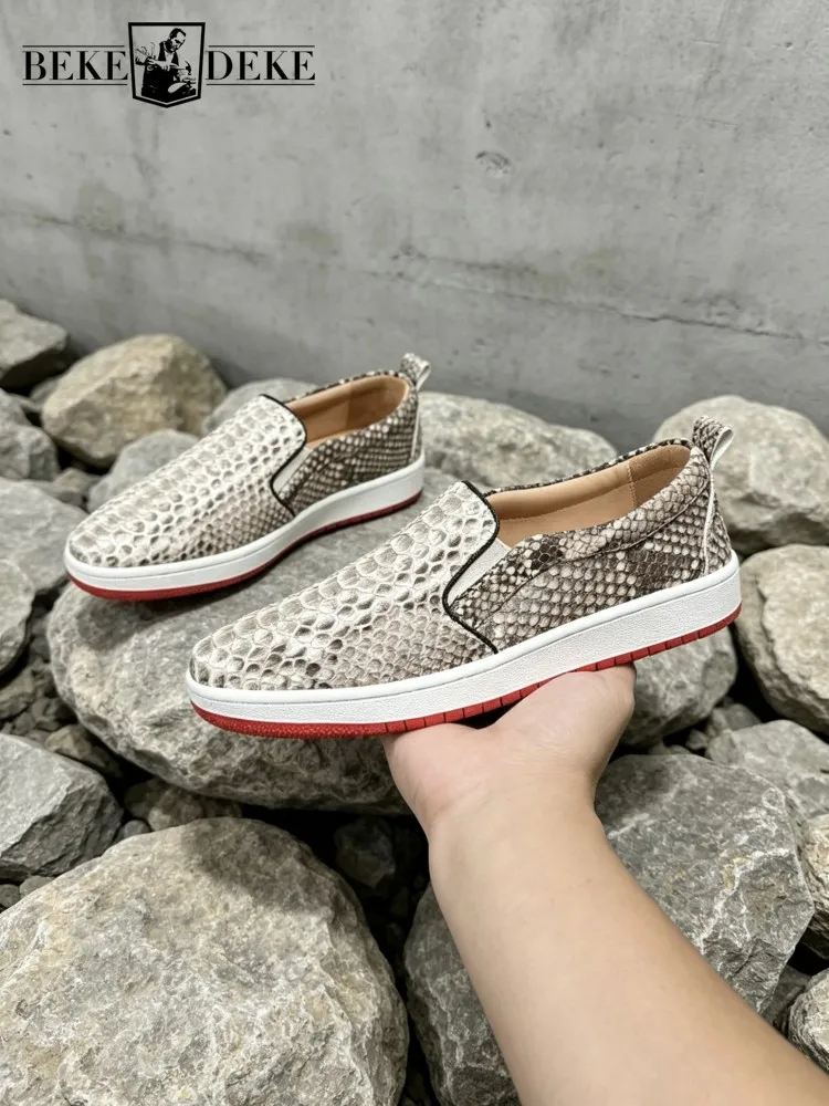Male Light Luxury Slip-on Snakeskin Leisure Shoes Top Quality Round Toe Sneakers Real Leather Mens Flat Retro Moccasins Footwear
Male Light Luxury Slip-on Snakeskin Leisure Shoes Top Quality Round Toe Sneakers Real Leather Mens Flat Retro Moccasins Footwear