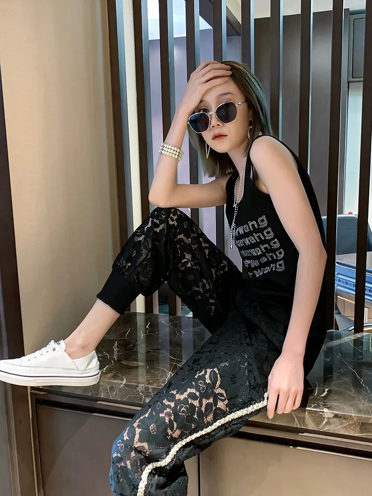 2023 Beaded Lace Casual Pants Female New Loose Trousers Korean Fashion Women Clothing Hollow Out Pants Large Size Black White
2023 Beaded Lace Casual Pants Female New Loose Trousers Korean Fashion Women Clothing Hollow Out Pants Large Size Black White