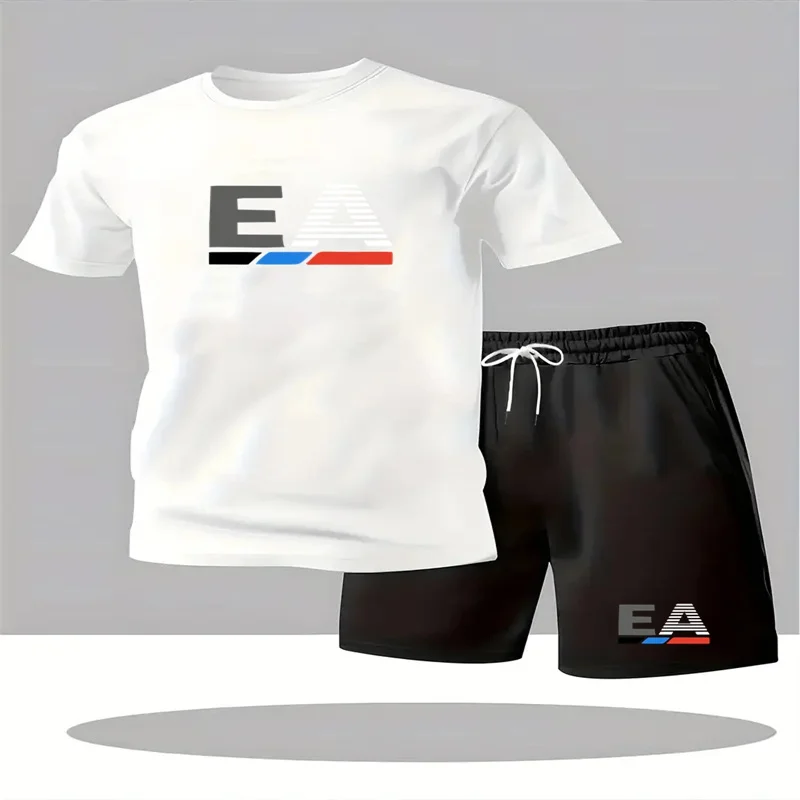 Summer men's casual sportswear round neck short sleeved T-shirt shorts 2-piece set, men's short sleeved T-shirt and shorts set
Summer men's casual sportswear round neck short sleeved T-shirt shorts 2-piece set, men's short sleeved T-shirt and shorts set