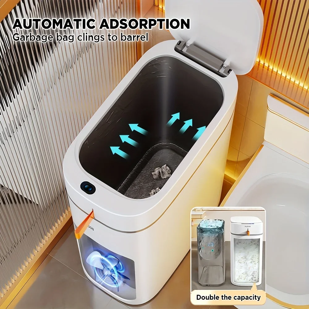 Touchless Trash Can for Bathrooms, Featuring a 3.5-Gallon Capacity And a Rechargeable Type-C Interface. This Smart Bin Operates
Touchless Trash Can for Bathrooms, Featuring a 3.5-Gallon Capacity And a Rechargeable Type-C Interface. This Smart Bin Operates