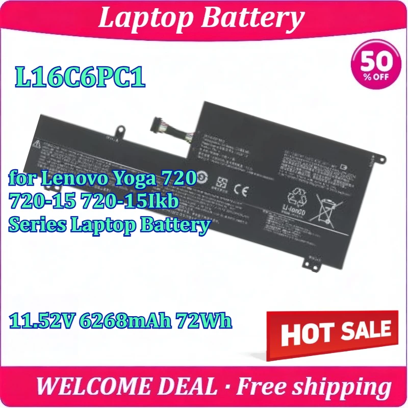 New L16C6PC1 for Lenovo Yoga 720 720-15 720-15Ikb Series Laptop Battery 11.52V 6268mAh 72Wh
New L16C6PC1 for Lenovo Yoga 720 720-15 720-15Ikb Series Laptop Battery 11.52V 6268mAh 72Wh