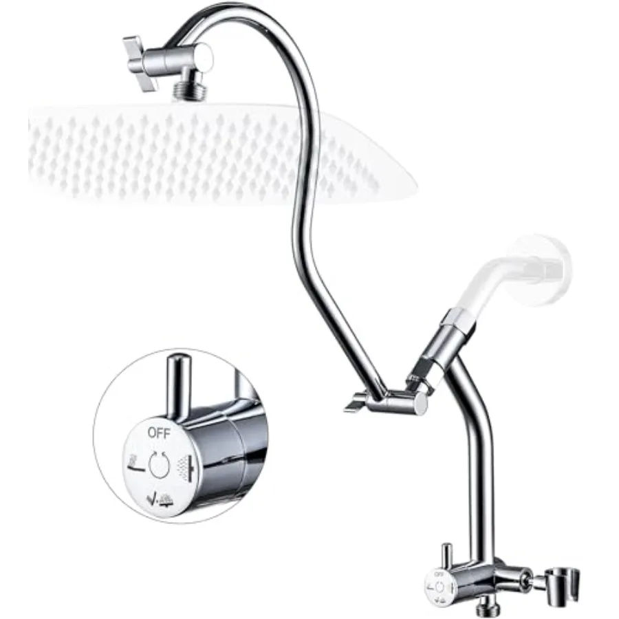 All Metal Shower Diverter with Low Handheld Holder and 13 Inch Curved Adjustable Shower Head Extension Arm 3-Way Diverter Valve
All Metal Shower Diverter with Low Handheld Holder and 13 Inch Curved Adjustable Shower Head Extension Arm 3-Way Diverter Valve