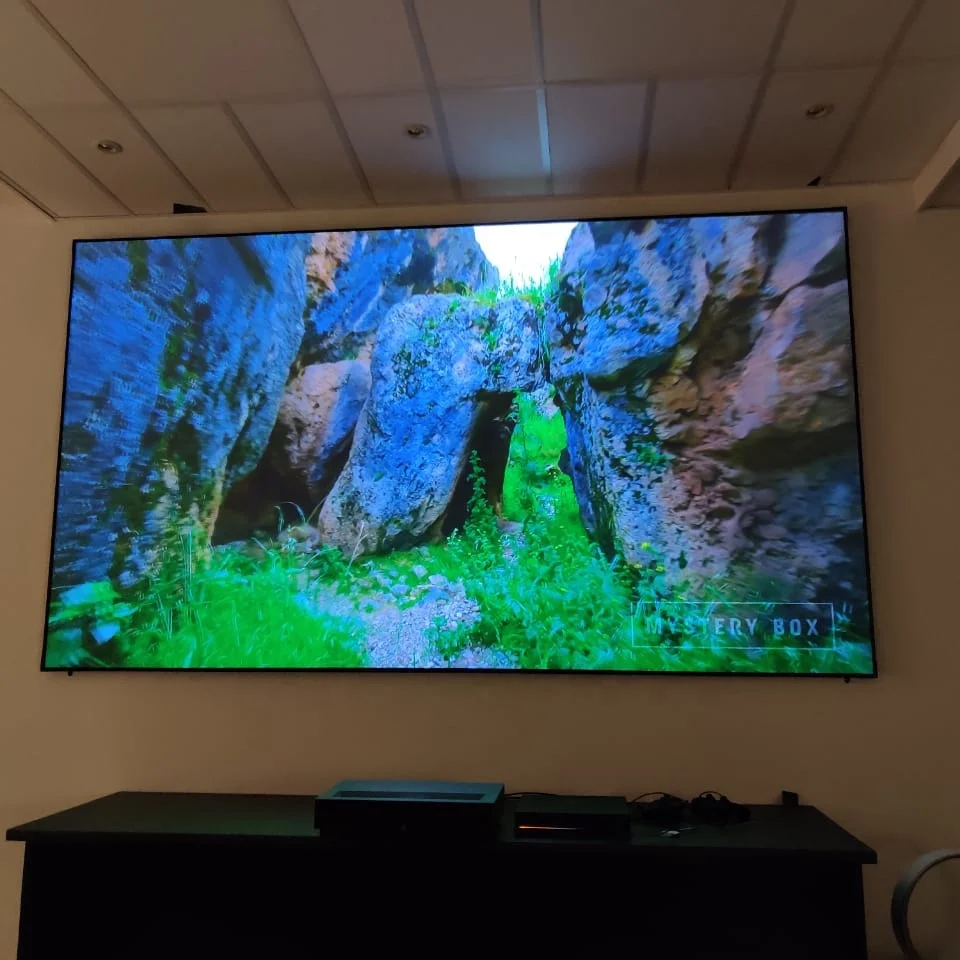 100” Fixed Frame Short Throw Projector Screen PET-cry-stal 4K 3D UST ALR Projection Screen
100” Fixed Frame Short Throw Projector Screen PET-cry-stal 4K 3D UST ALR Projection Screen
