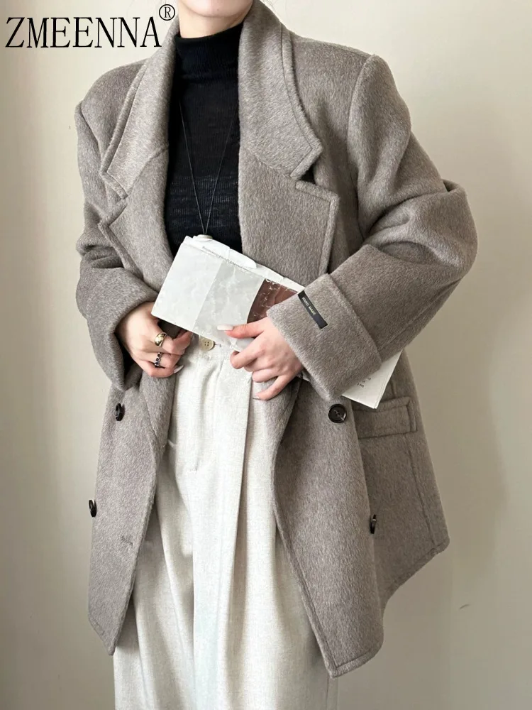 ZMEENNA Women's Double-Breasted Wool Blend Blazer Jacket Elegant Fall Winter Coat Outerwear With Notched Lapel ZM3822
ZMEENNA Women's Double-Breasted Wool Blend Blazer Jacket Elegant Fall Winter Coat Outerwear With Notched Lapel ZM3822
