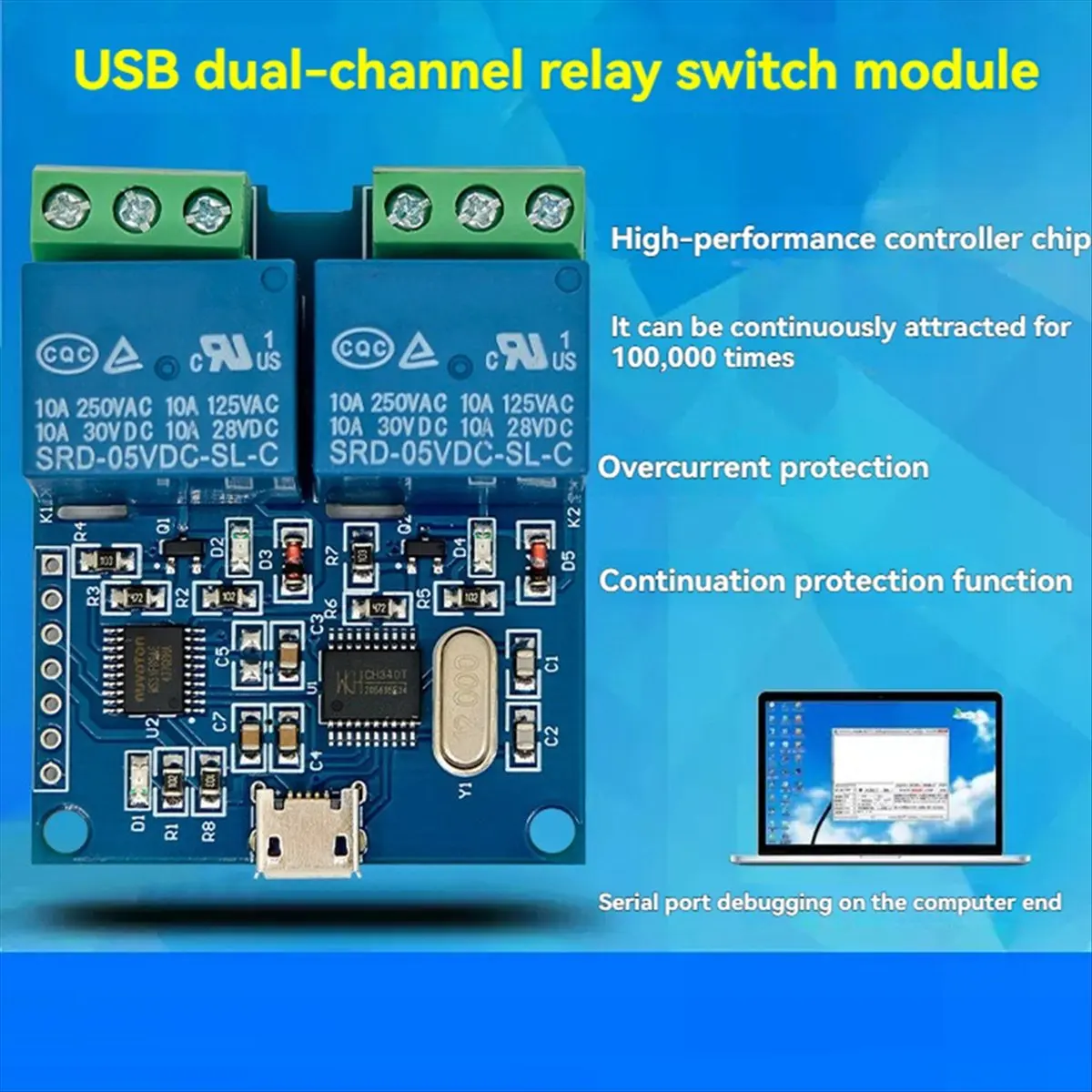 T19C LCUS-2 Type Two-Way USB Relay Module Intelligent Control USB Switch USB Control Relay for Electronics
T19C LCUS-2 Type Two-Way USB Relay Module Intelligent Control USB Switch USB Control Relay for Electronics