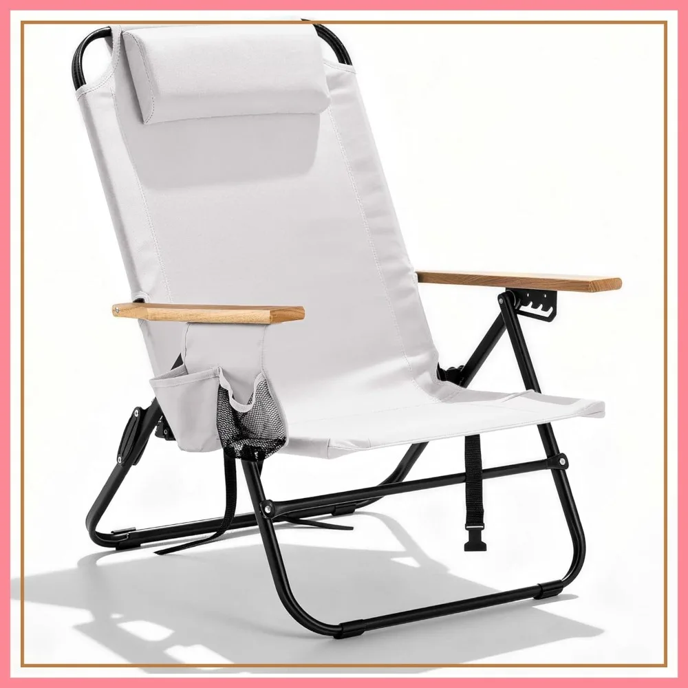 Premium Portable Camping Chair 5-Position Recliner Beach Folding Lightweight Outdoor Chair with Wooden Armrests, Headrest, Multi-Pockets Heavy Duty 350lbs, for Patio, Backyard, Cream White
Premium Portable Camping Chair 5-Position Recliner Beach Folding Lightweight Outdoor Chair with Wooden Armrests, Headrest, Multi-Pockets Heavy Duty 350lbs, for Patio, Backyard, Cream White