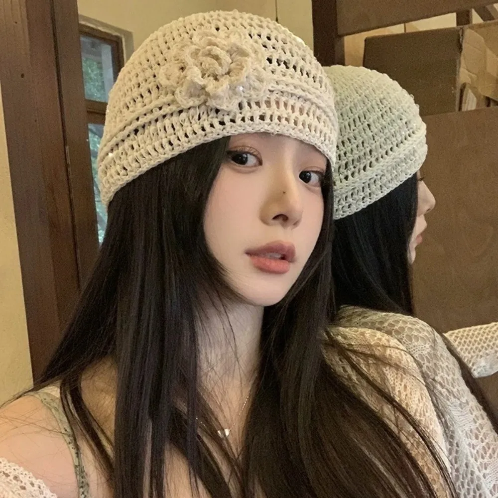Ins Hand-woven Flower Knitted Caps Hollow Y2k Sequin Crochet Hat Thin Versatile Beanies Cap Outdoor
Ins Hand-woven Flower Knitted Caps Hollow Y2k Sequin Crochet Hat Thin Versatile Beanies Cap Outdoor