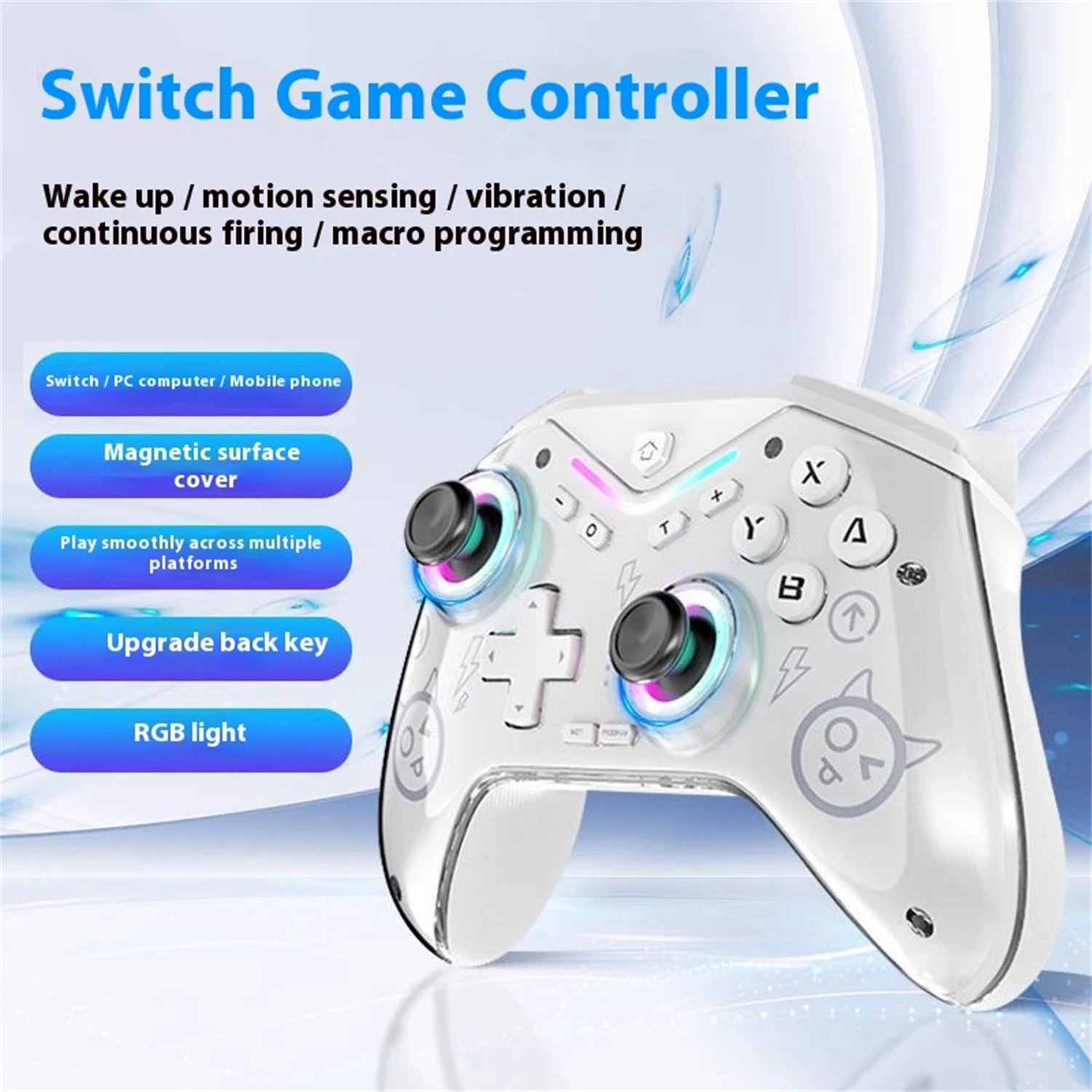 Switch Controller with Magnetic Cover | RGB Lights | Back Buttons | Multi-Device Compatibility
Switch Controller with Magnetic Cover | RGB Lights | Back Buttons | Multi-Device Compatibility