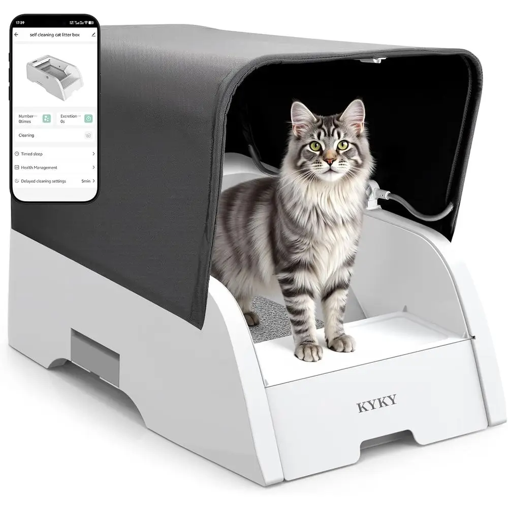Upgraded Automatic Cat Litter Box with App Control, Large Open Design for Single or Multiple Cats, Anti-Pinch and Odor Control
Upgraded Automatic Cat Litter Box with App Control, Large Open Design for Single or Multiple Cats, Anti-Pinch and Odor Control