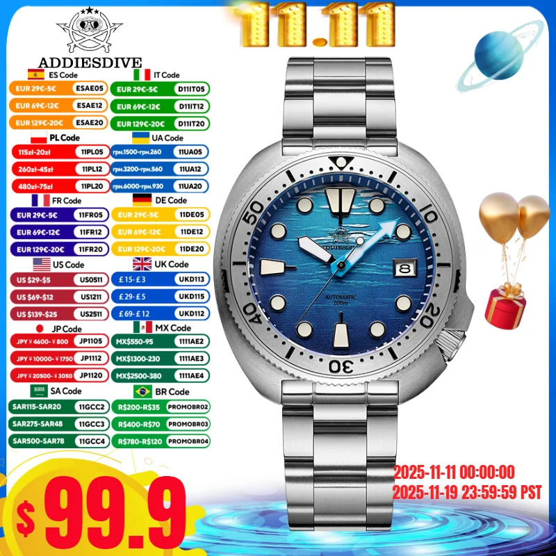 ADDIESDIVE Top Brand Men's Watch Blue Luminous 200m Diver Sapphire Crystal NH35 Relogios Masculino Automatic Mechanical Watch
ADDIESDIVE Top Brand Men's Watch Blue Luminous 200m Diver Sapphire Crystal NH35 Relogios Masculino Automatic Mechanical Watch