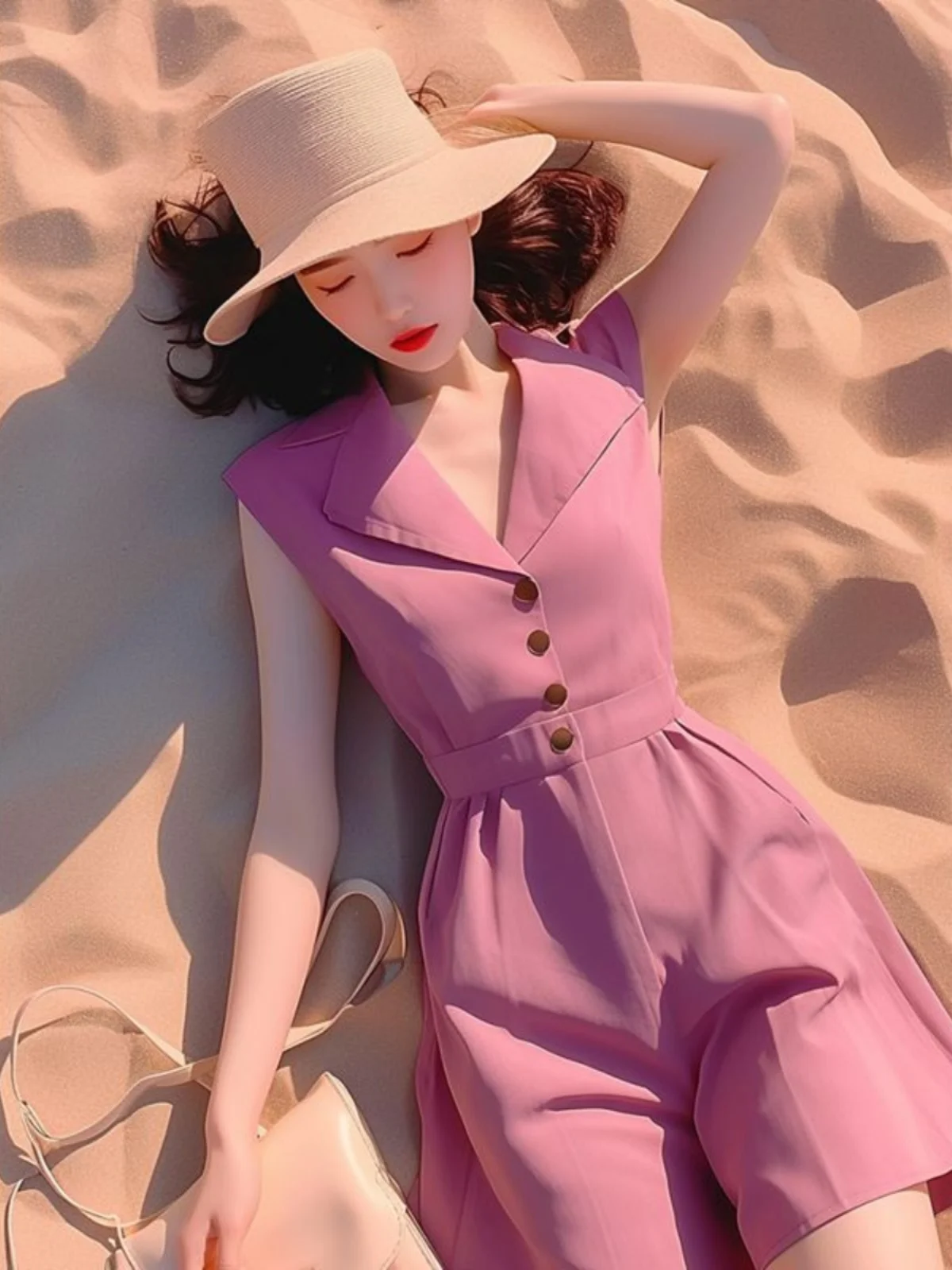 Pink Sleeveless Suit Pantsuit Women's One-Piece High Waist Short Shorts Set Fashionable Age-Defying Straight Leg Thin Fabric
Pink Sleeveless Suit Pantsuit Women's One-Piece High Waist Short Shorts Set Fashionable Age-Defying Straight Leg Thin Fabric