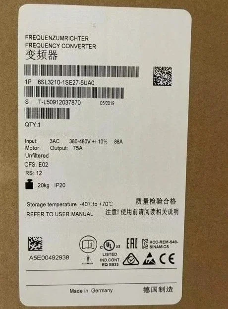 Brand New 6SL3210-1SE27-5UA0 6SL3210-1SE31-5UA0 6SL3210-1SE23-2UA0 05447976 8253870 BG1.5 Fast Delivey
Brand New 6SL3210-1SE27-5UA0 6SL3210-1SE31-5UA0 6SL3210-1SE23-2UA0 05447976 8253870 BG1.5 Fast Delivey