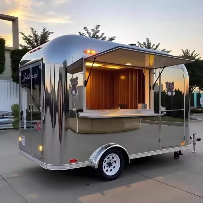 Stainless Steel Airstream Food Trailer Towable Mobile Concession Cart for Burger Coffee Ice Cream Outdoor Catering Business
Stainless Steel Airstream Food Trailer Towable Mobile Concession Cart for Burger Coffee Ice Cream Outdoor Catering Business