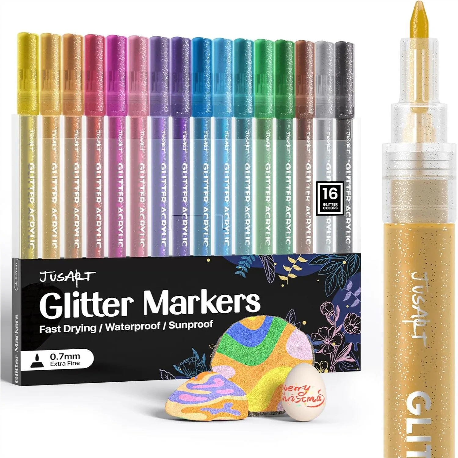 Glitter Markers 16 Colors, Sparkly Paint Pens for DIY Card Making, Scrapbooking, Glass, Wood, Stone - Extra Fine Tip 0.7mm
Glitter Markers 16 Colors, Sparkly Paint Pens for DIY Card Making, Scrapbooking, Glass, Wood, Stone - Extra Fine Tip 0.7mm