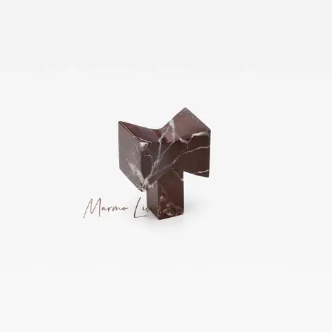 Luxury Rosso Stone Knob French 100%Natural Marble Wardrobe Door Handle Designer Furniture Drawer Pull Cabinet Knob