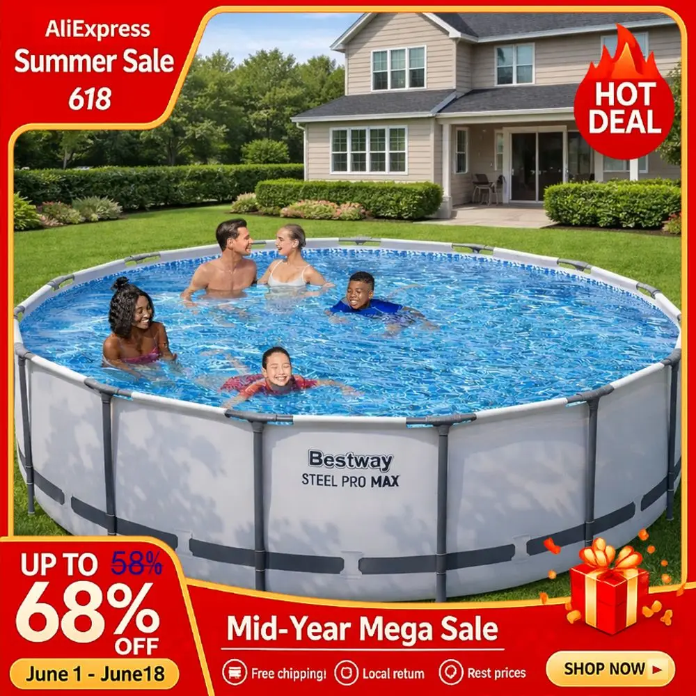 15 x 42 Above Ground Pool, Round Metal Frame Outdoor Swimming Pool Set with Filter Pump, Ladder, and Cover, Custom, Pools
15 x 42 Above Ground Pool, Round Metal Frame Outdoor Swimming Pool Set with Filter Pump, Ladder, and Cover, Custom, Pools