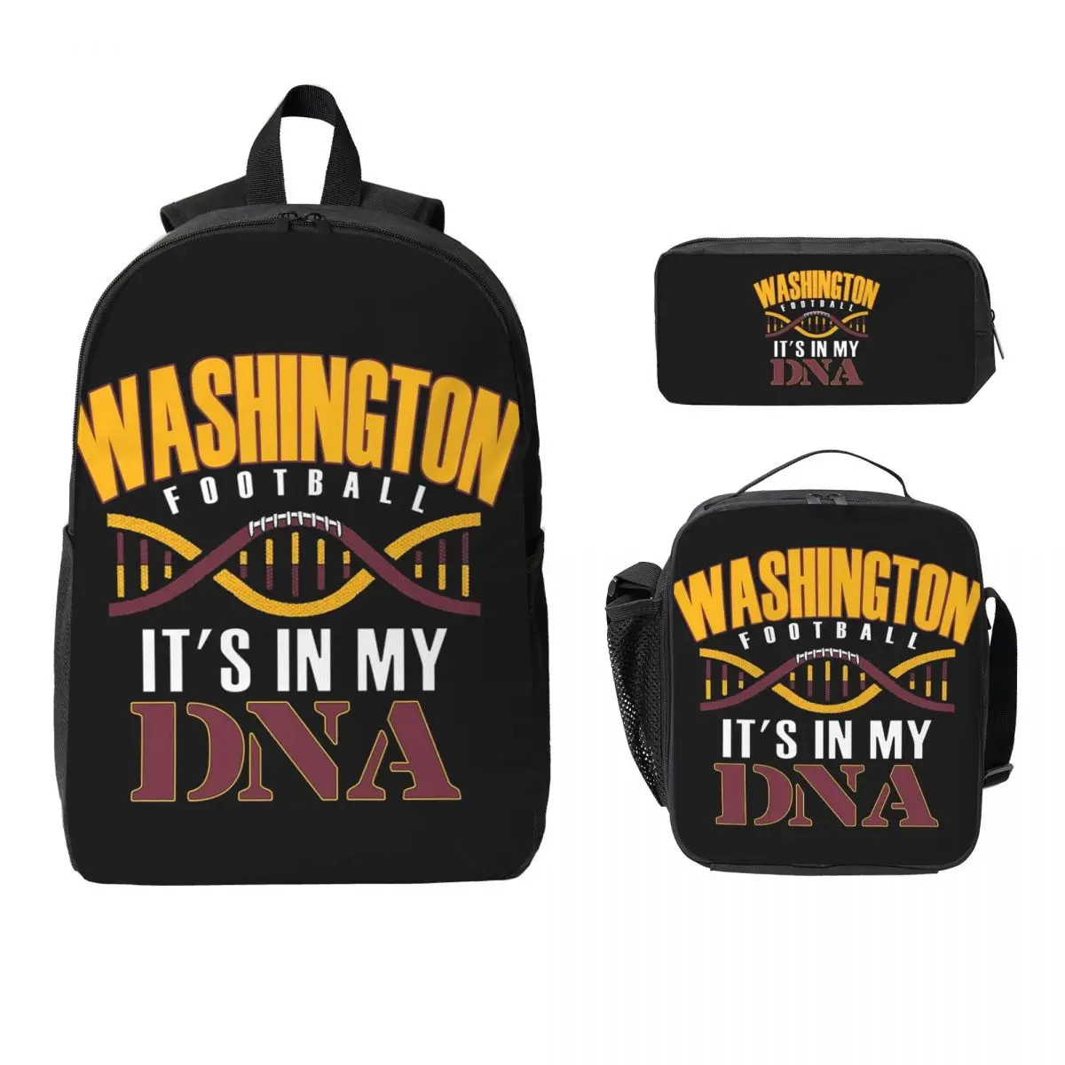 Washington Pro Football Funny Its In My DNA Backpack Student Boys Girls BookBag School Bag 3ps Insulated Lunch Bag Pencil Case
Washington Pro Football Funny Its In My DNA Backpack Student Boys Girls BookBag School Bag 3ps Insulated Lunch Bag Pencil Case