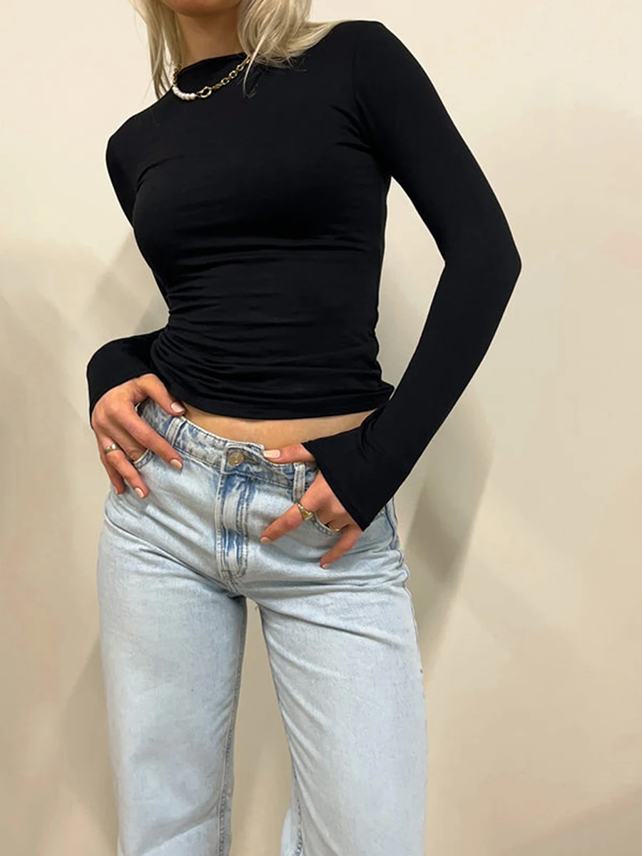Women Chic Dual T-shirt Casual Basic Versatility Black Long Sleeve Crew Neck Dual Layer Solid Sexy Slim Fit Fall Tops Streetwear
Women Chic Dual T-shirt Casual Basic Versatility Black Long Sleeve Crew Neck Dual Layer Solid Sexy Slim Fit Fall Tops Streetwear