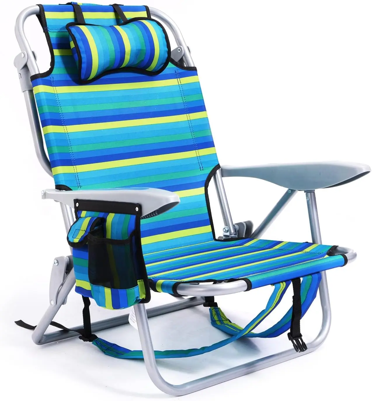 Portable Beach Chair for Adults, Folding Recliner with 5 Positions, Headrest, Pouch & Cup Holder in Blue
Portable Beach Chair for Adults, Folding Recliner with 5 Positions, Headrest, Pouch & Cup Holder in Blue