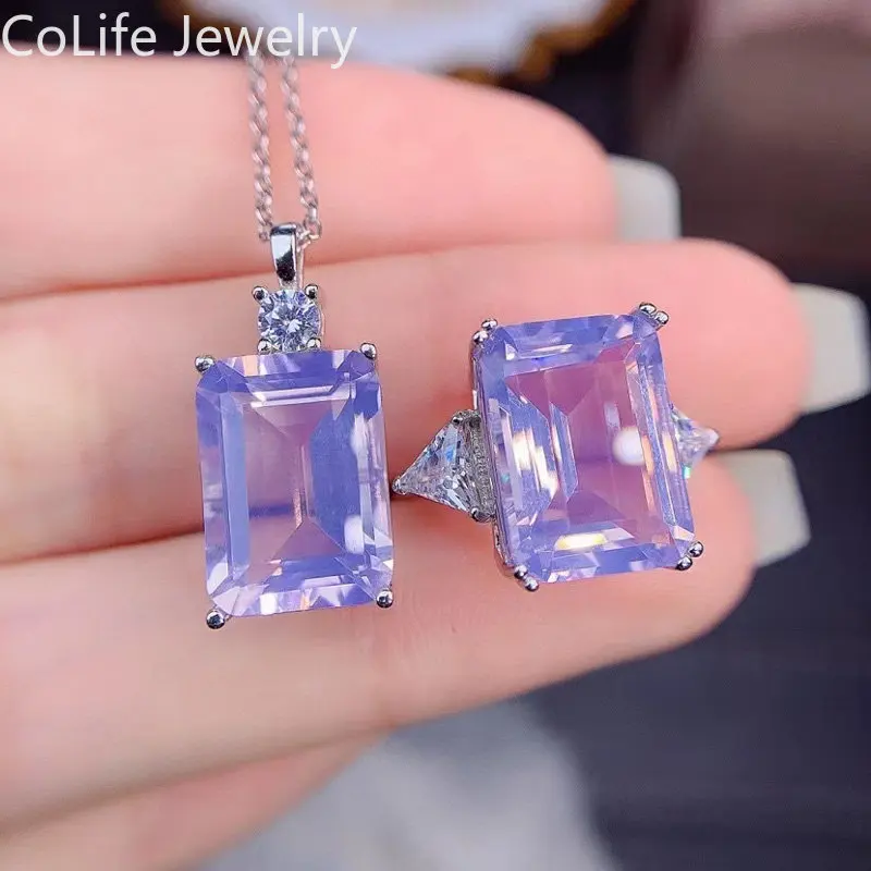 Pure Light Purple Amethyst Jewelry Set for Party VVS Grade Natural Amethyst 925 Silver Ring and Pendant Gift for Woman
Pure Light Purple Amethyst Jewelry Set for Party VVS Grade Natural Amethyst 925 Silver Ring and Pendant Gift for Woman
