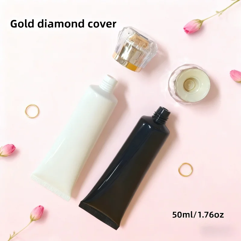 10 шт., золотая алмазная крышка, 50 мл, тонкая ярко-черная/ярко-белая трубка, косметический упаковочный материал
10 шт., золотая алмазная крышка, 50 мл, тонкая ярко-черная/ярко-белая трубка, косметический упаковочный материал