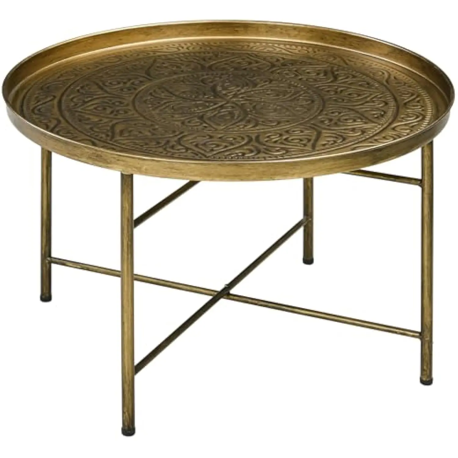 24 Round Coffee Table with Hammered Tray Top, Vintage Metal Center Table for Living Room, Bedroom, Side Table, Gold
24 Round Coffee Table with Hammered Tray Top, Vintage Metal Center Table for Living Room, Bedroom, Side Table, Gold