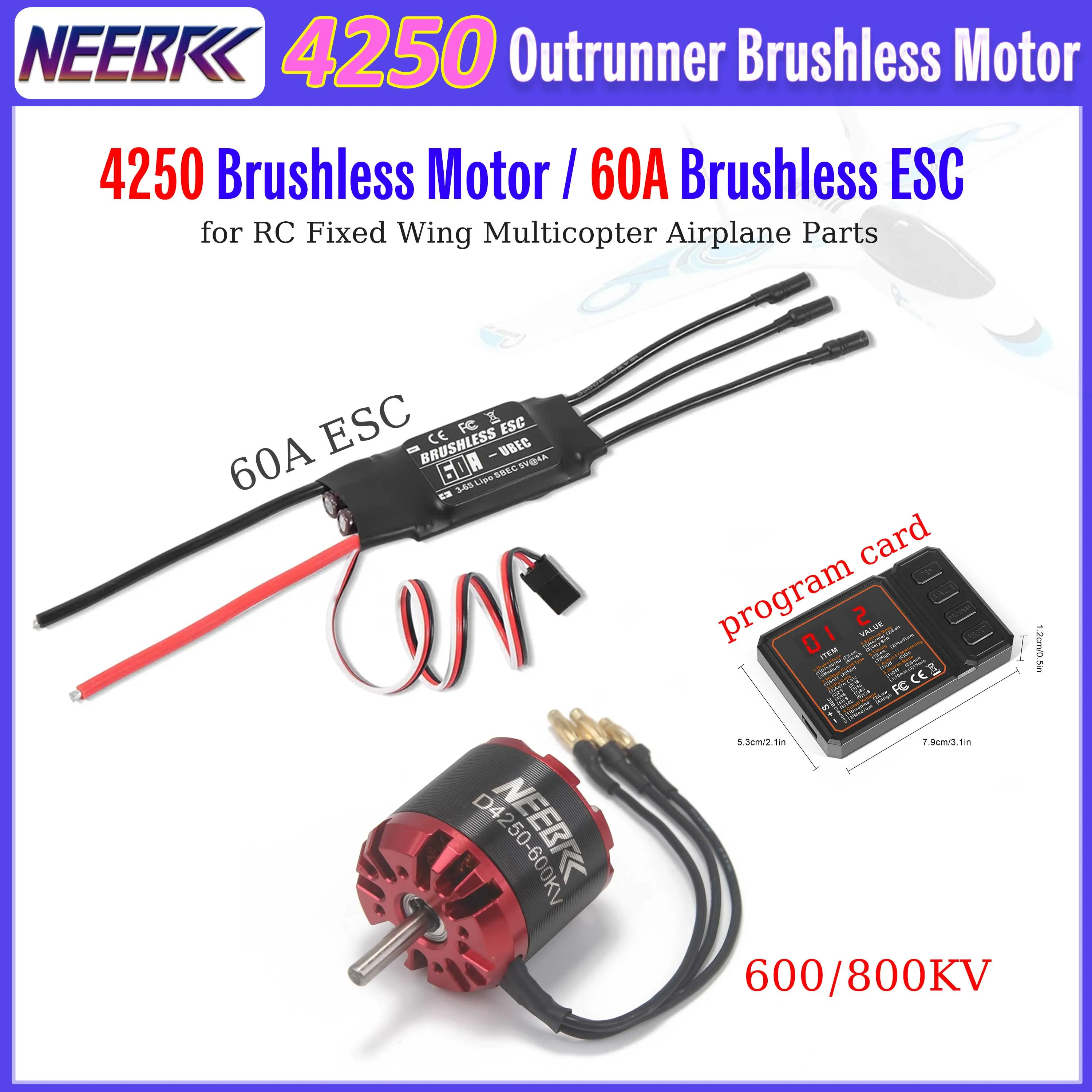 Бесщеточный мотор NEEBRC 4250 600KV / 800KV Outrunner, программируемая плата ESC 60A для радиоуправляемых дронов, самолетов, квадрокоптеров и запчастей
Бесщеточный мотор NEEBRC 4250 600KV / 800KV Outrunner, программируемая плата ESC 60A для радиоуправляемых дронов, самолетов, квадрокоптеров и запчастей