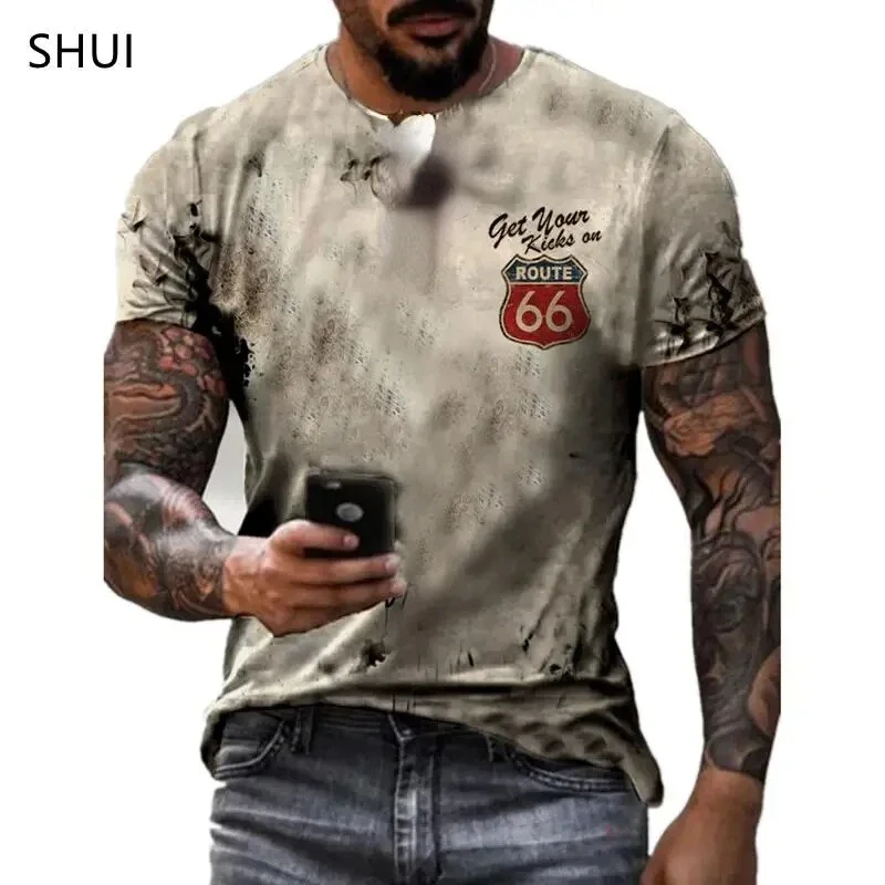 Vintage US Route 66 Letter Print Men's Summer T-shirt Oversized Sport Loose Fitting Short Sleeve Fashion 3D O-Neck T-shirt
Vintage US Route 66 Letter Print Men's Summer T-shirt Oversized Sport Loose Fitting Short Sleeve Fashion 3D O-Neck T-shirt