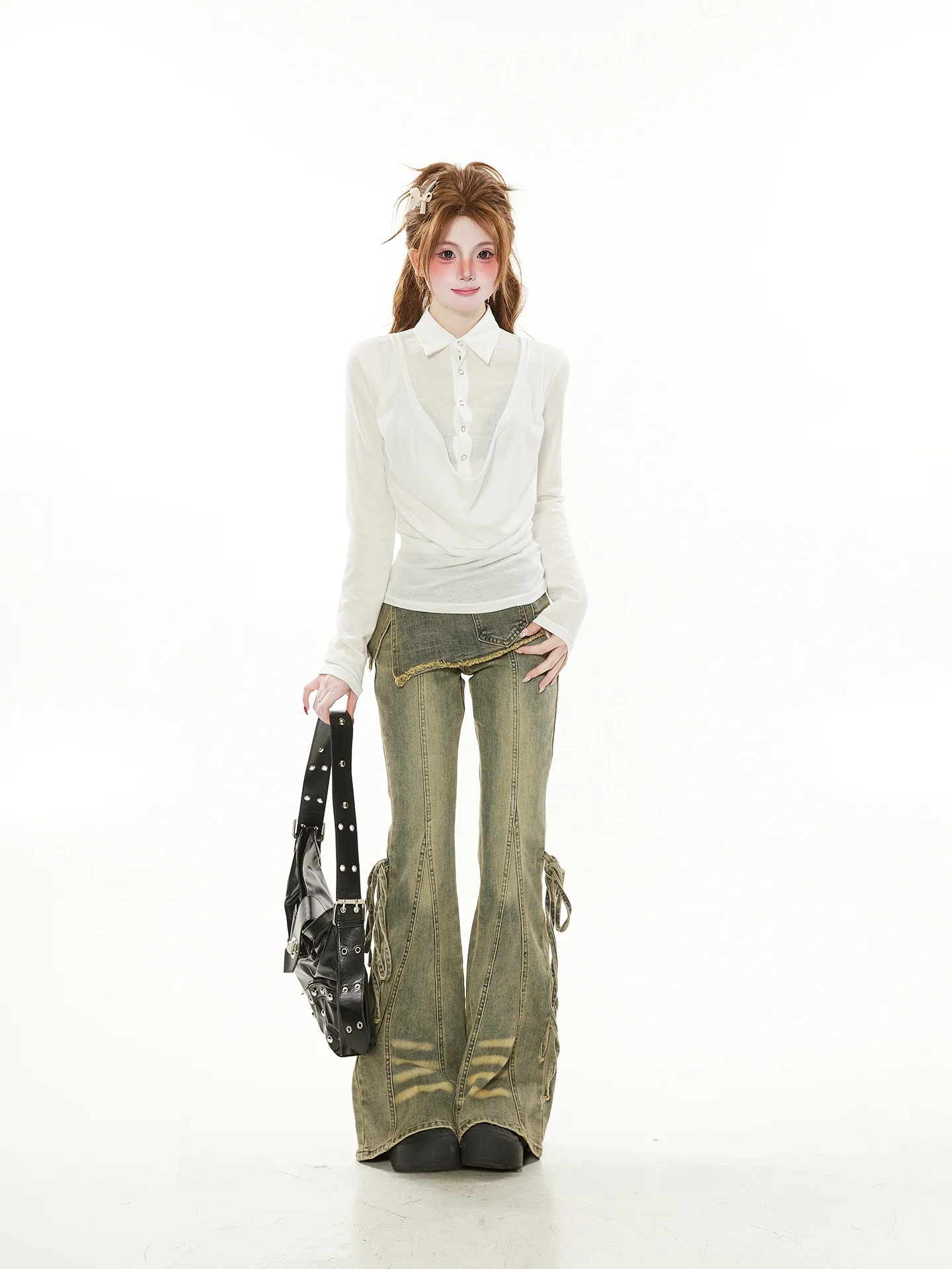 Spring Summer Women's Long Sve irt Thin Flounce Ne Design Pure Color Slim Fit Korean Sle Commute Faion T-irt
Spring Summer Women's Long Sve irt Thin Flounce Ne Design Pure Color Slim Fit Korean Sle Commute Faion T-irt