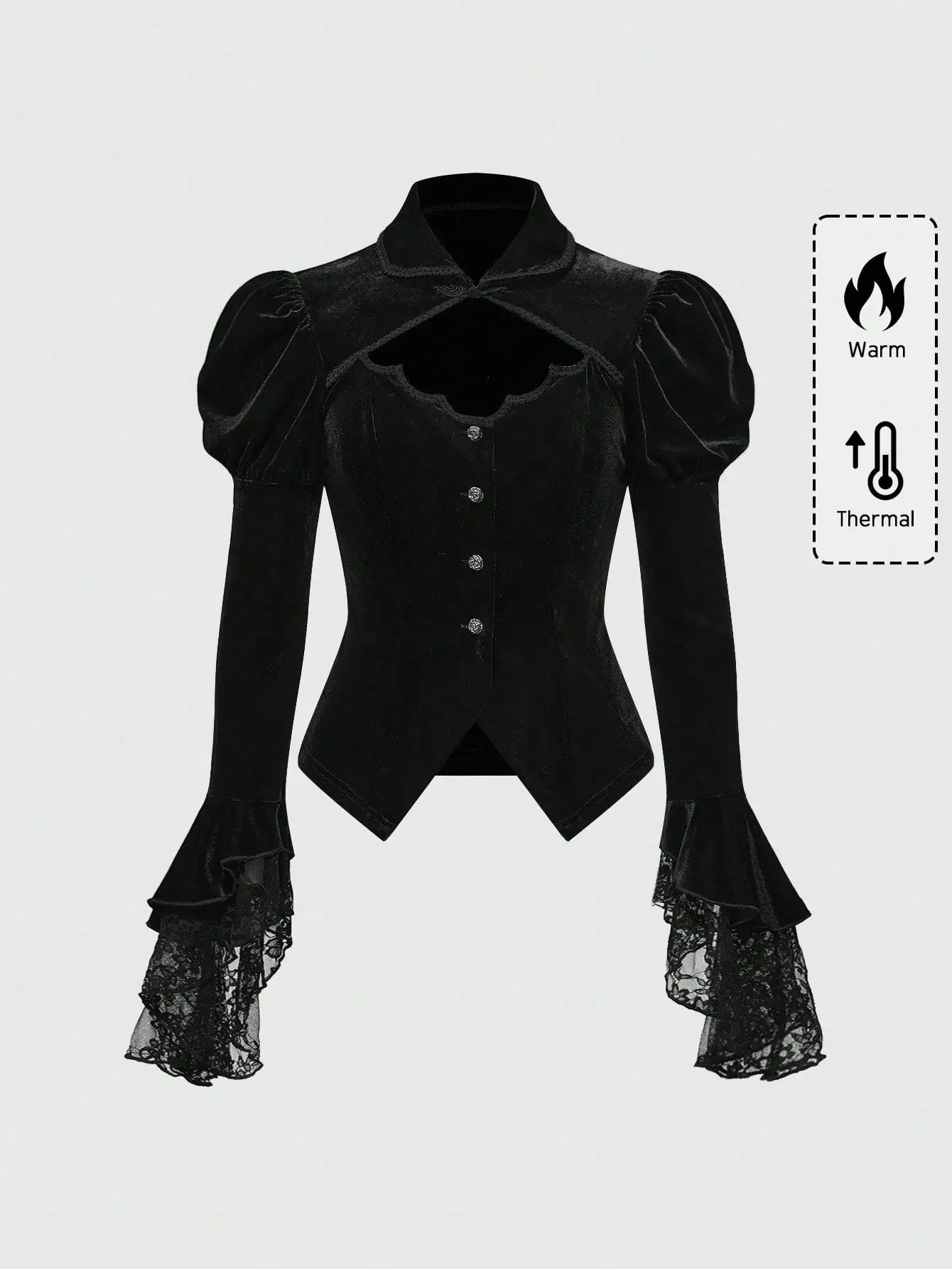 Gothic Victorian Velvet Jacket with Lace Flare Sleeves & Bat Collar for Halloween
Gothic Victorian Velvet Jacket with Lace Flare Sleeves & Bat Collar for Halloween