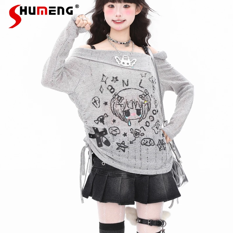 Subculture Anime Print Y2K Off-Shoulder Long Sleeve Top Autumn Thin Girls Sweet Cool Loose Slimming Casual T-Shirt Mini Skirt
Subculture Anime Print Y2K Off-Shoulder Long Sleeve Top Autumn Thin Girls Sweet Cool Loose Slimming Casual T-Shirt Mini Skirt