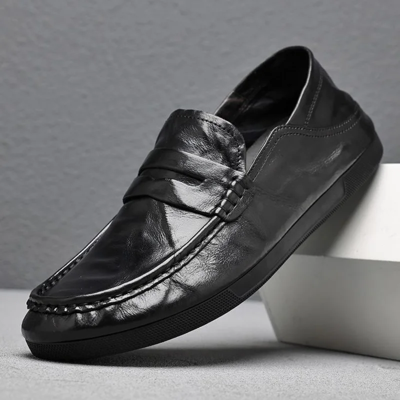Spring New Shoes for Men Genuine Leather Casual Shoes Fashion Black Flat Driving Shoes Street Cool Slip-on Cow Leather Loafers
Spring New Shoes for Men Genuine Leather Casual Shoes Fashion Black Flat Driving Shoes Street Cool Slip-on Cow Leather Loafers