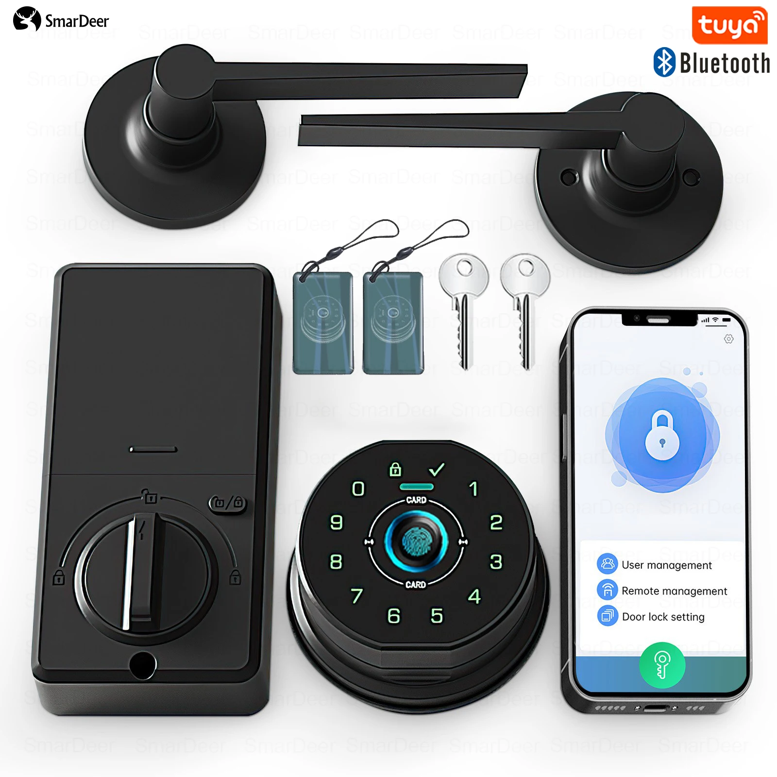 SmarDeer Fingerprint Door Lock, Electronic Keyless Entry Door Knob Lock with Handle, Remote Passcode Generation for Tuya smart
SmarDeer Fingerprint Door Lock, Electronic Keyless Entry Door Knob Lock with Handle, Remote Passcode Generation for Tuya smart