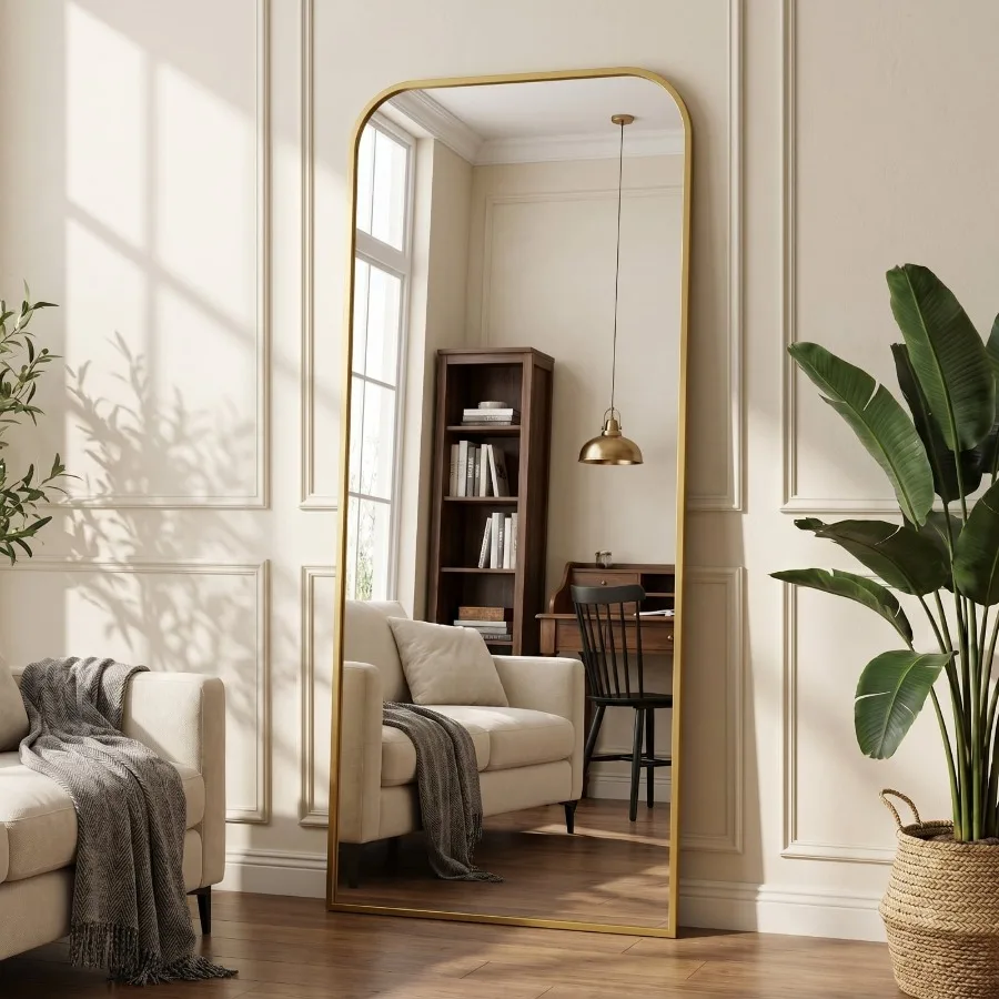 34"x76" Oversized Full Length Mirror Floor Mirror with Rounded Corner Gold
34"x76" Oversized Full Length Mirror Floor Mirror with Rounded Corner Gold