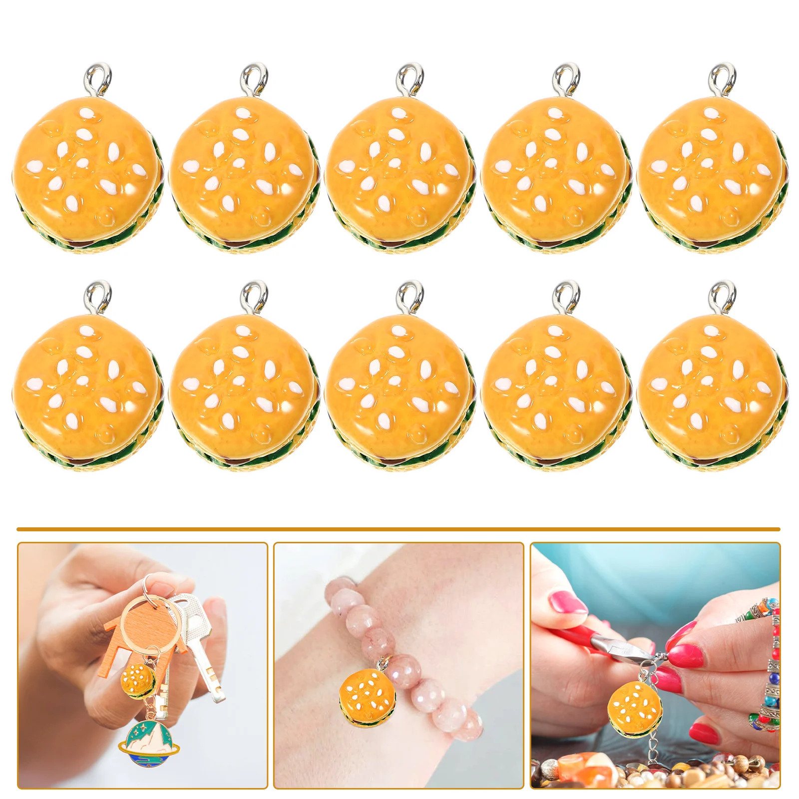 10 Pcs Hamburger Pendant Jewelry Charms DIY Material Hair Accessories Resin for Making Supplies Locket
10 Pcs Hamburger Pendant Jewelry Charms DIY Material Hair Accessories Resin for Making Supplies Locket