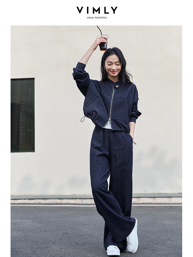 VIMLY 2 Piece Pant Set Woman Casual Outfits Women's Pant Suit 2025 Blue Stand-up Collar Jacket and Trouser Female Clothing A0119
VIMLY 2 Piece Pant Set Woman Casual Outfits Women's Pant Suit 2025 Blue Stand-up Collar Jacket and Trouser Female Clothing A0119