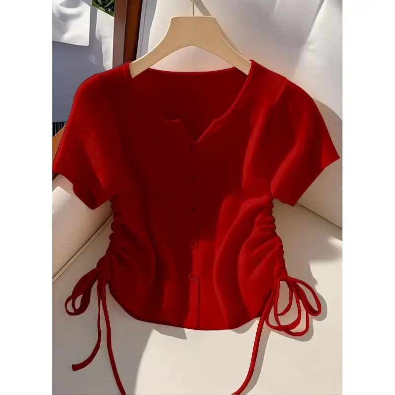 2025 Summer New Super Beautiful Unique Pretty Waist-Pinching Top with Design Sense Niche Pink Knitted Short Sleeve T-Shirt
2025 Summer New Super Beautiful Unique Pretty Waist-Pinching Top with Design Sense Niche Pink Knitted Short Sleeve T-Shirt