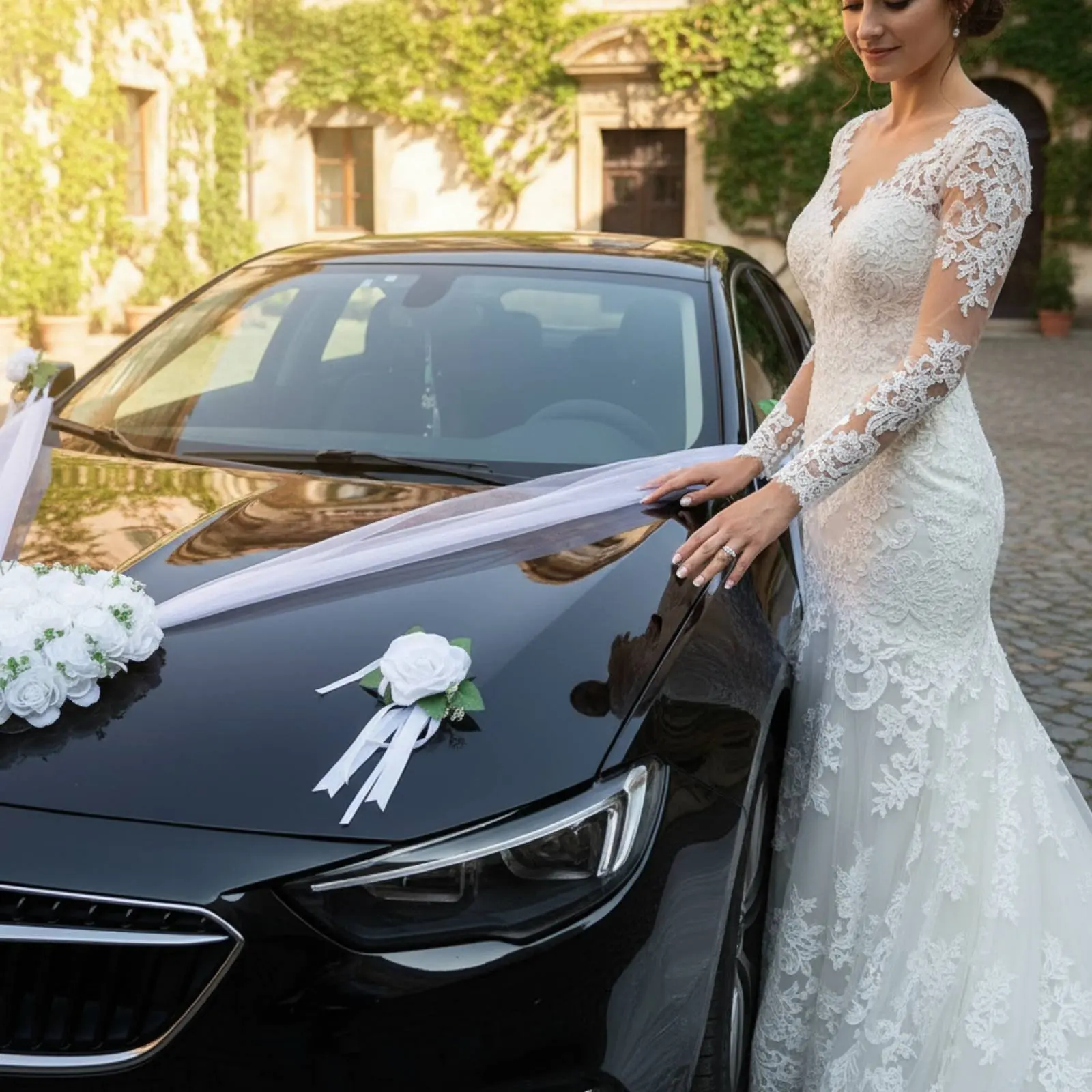 Wedding Car Decoration Set Artificial Flowers Wedding Car Flower and Ribbon Kit Universal Fit Weather-Resistant for Newlyweds
Wedding Car Decoration Set Artificial Flowers Wedding Car Flower and Ribbon Kit Universal Fit Weather-Resistant for Newlyweds