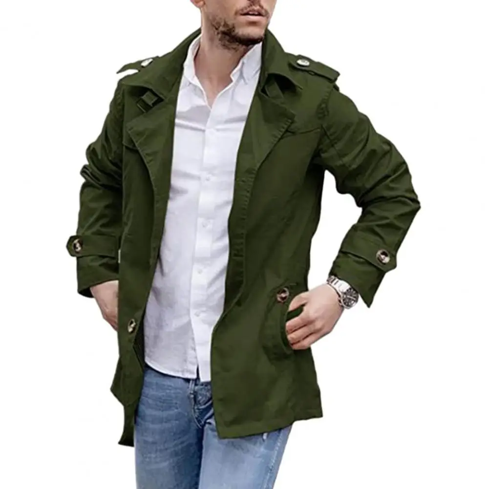 Lightweight Jacket Stylish Men's Mid-length Trench Coats Loose Fit Windproof Design Casual Streetwear for Fall Spring Seasons
Lightweight Jacket Stylish Men's Mid-length Trench Coats Loose Fit Windproof Design Casual Streetwear for Fall Spring Seasons