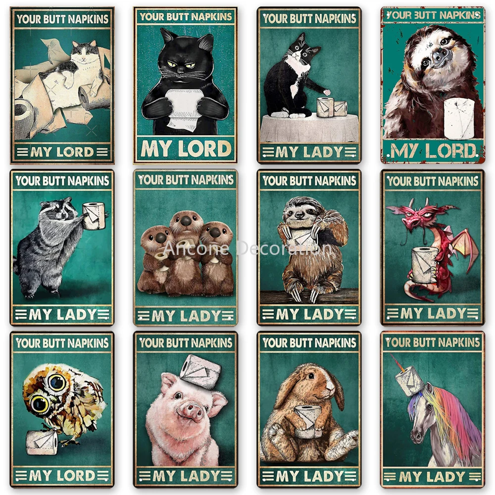 Animal Metal Tin Signs Vintage Your Butt Napkins Cat Dog Pig Iron Plaque Posters for Toilet Bathroom Decoration
Animal Metal Tin Signs Vintage Your Butt Napkins Cat Dog Pig Iron Plaque Posters for Toilet Bathroom Decoration