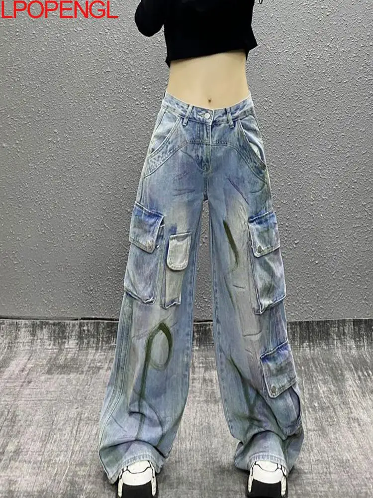 Fashion Personality Multi-pocket Painted Denim Cargo Pants 2025 Women's New High-waisted Loose Versatile Straight Wide-leg Pants
Fashion Personality Multi-pocket Painted Denim Cargo Pants 2025 Women's New High-waisted Loose Versatile Straight Wide-leg Pants