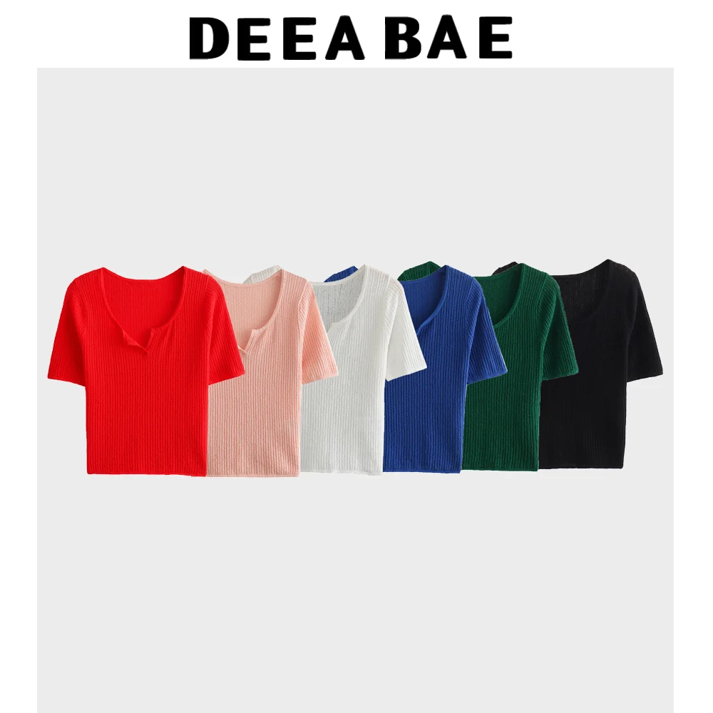 DEEABAE Summer New Women's Open Collar Knitted Shirt Slim Fit Short Sleeve T-shirt Look Thin Shrink Waist Half Sleeve Short Top 
DEEABAE Summer New Women's Open Collar Knitted Shirt Slim Fit Short Sleeve T-shirt Look Thin Shrink Waist Half Sleeve Short Top