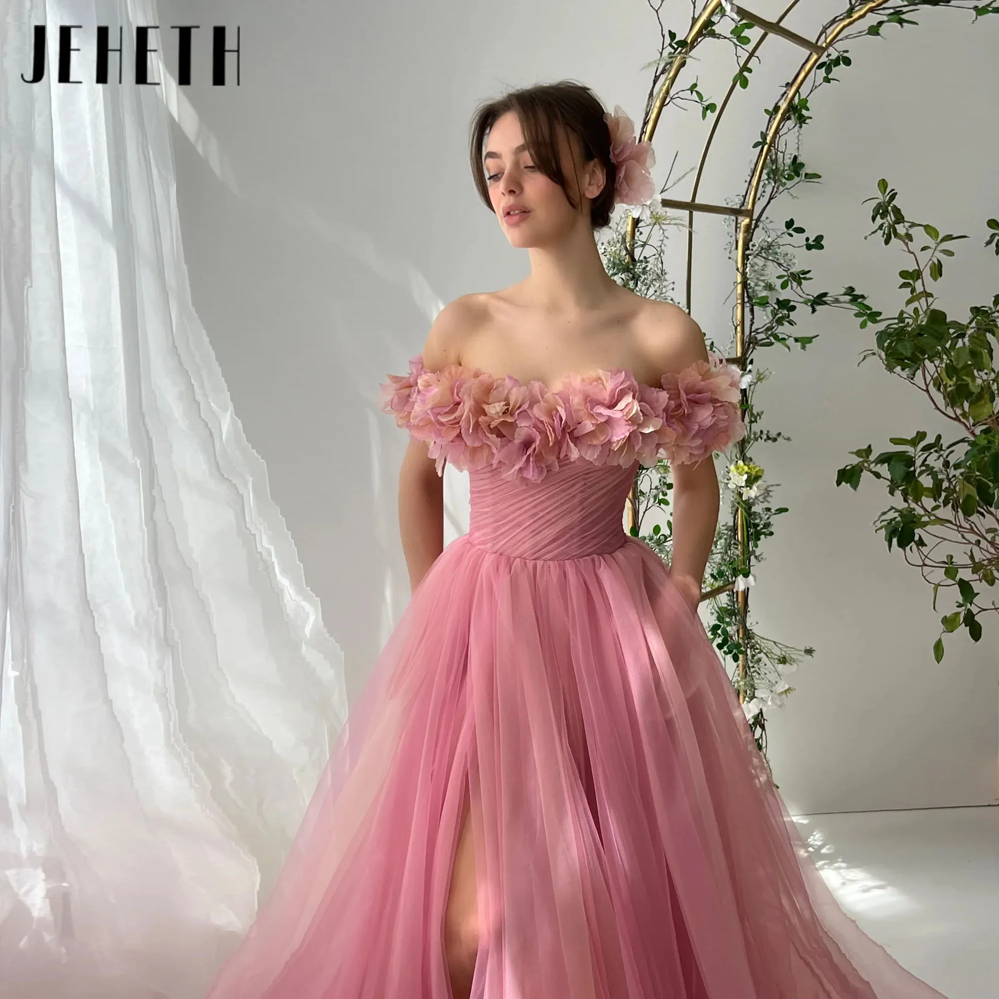 JEHETH Elegant Flower Pink Prom Dress Charming A-line Pageant Sweetheart Illusion Long Sleeve Off Shoulder Evening Gowns Women
JEHETH Elegant Flower Pink Prom Dress Charming A-line Pageant Sweetheart Illusion Long Sleeve Off Shoulder Evening Gowns Women