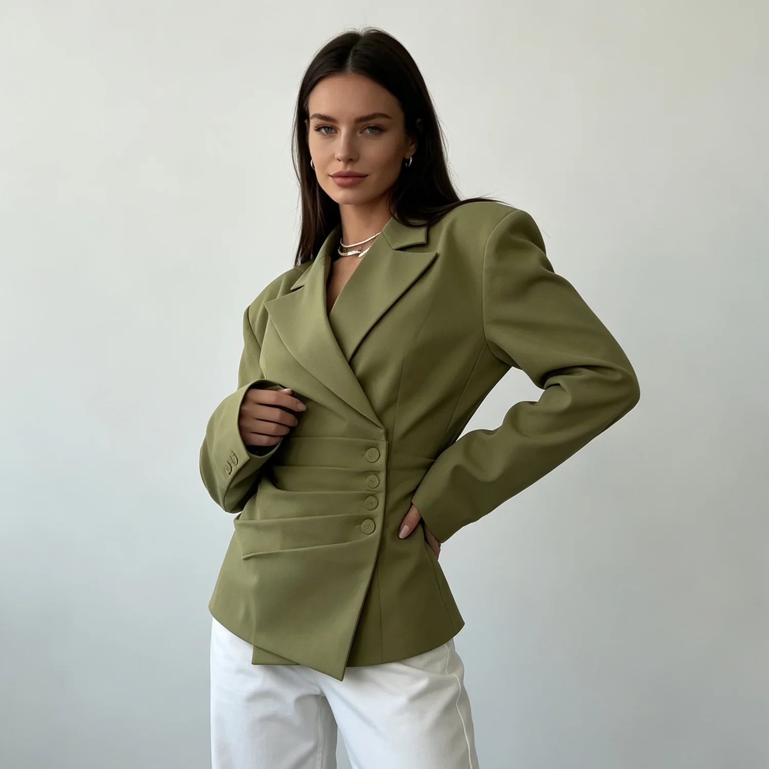 PUAL 2026 Women Asymmetric Cinched Waist Blazer Lapel Long Sleeve Button Slim Tailored Fashion Suit Jacket Tops
PUAL 2026 Women Asymmetric Cinched Waist Blazer Lapel Long Sleeve Button Slim Tailored Fashion Suit Jacket Tops