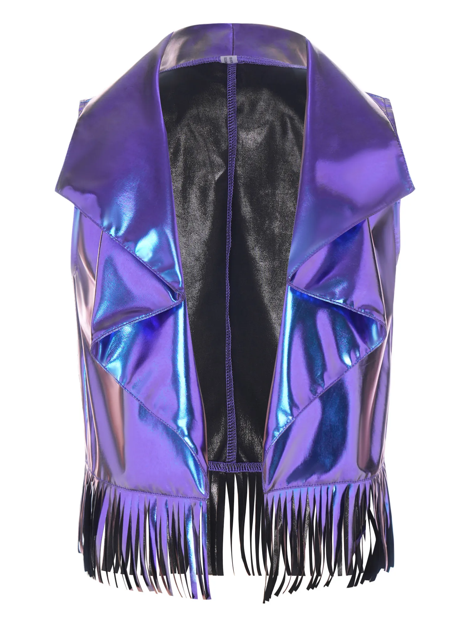 Kids Girls Jazz Dance Vest Lapel Waterfall Collar Metallic Shiny Sleeveless Bottom Tassel Trim Tank Top for Stage Performance
Kids Girls Jazz Dance Vest Lapel Waterfall Collar Metallic Shiny Sleeveless Bottom Tassel Trim Tank Top for Stage Performance