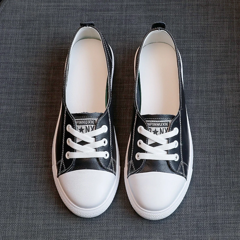 Shallow Cut Genuine Leather Slip On White Sneakers For Women 2026 Summer New No Tie Lazy Elastic Lace Round Toe Wrinkle Layer So
Shallow Cut Genuine Leather Slip On White Sneakers For Women 2026 Summer New No Tie Lazy Elastic Lace Round Toe Wrinkle Layer So