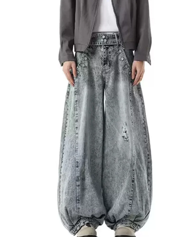 High Quality American Style Street Loose Washing Distressed Hole Jeans For Man Niche Design Splicing Wide Leg Pants
High Quality American Style Street Loose Washing Distressed Hole Jeans For Man Niche Design Splicing Wide Leg Pants