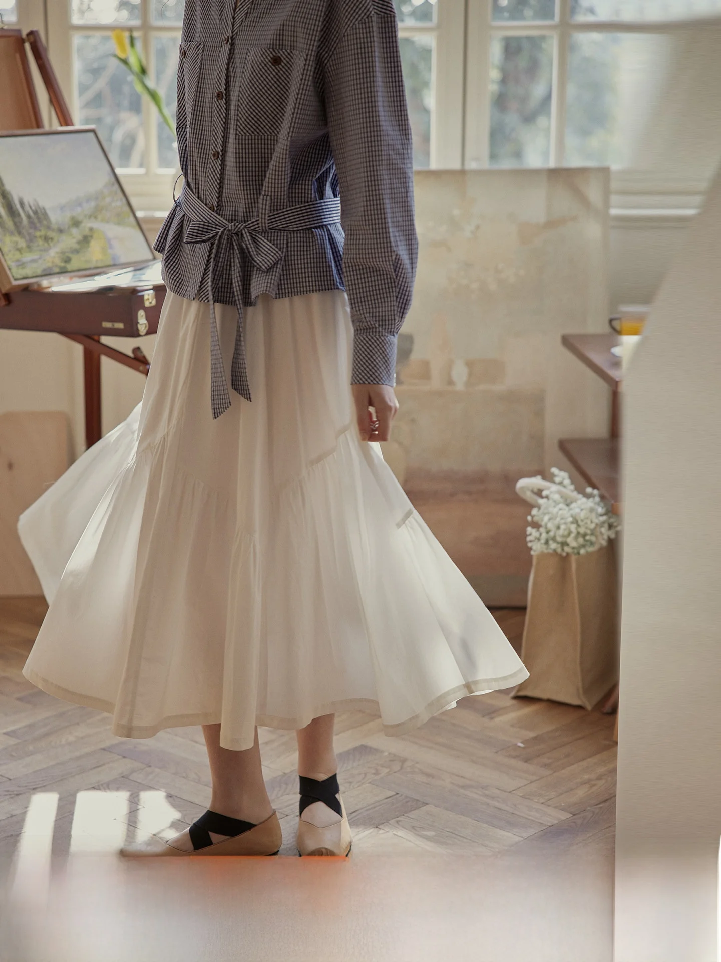 C.PAIA High Waist A-Line Skirt White Asymmetrical Pleated Skirt Vintage Style Skin-friendly Breathable Cotton Blend
C.PAIA High Waist A-Line Skirt White Asymmetrical Pleated Skirt Vintage Style Skin-friendly Breathable Cotton Blend